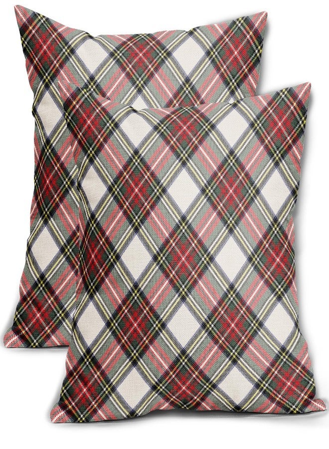 Aytipun Christmas Plaid Pillow Covers 18x18 Set of 2 Rustic Red Green Blue Xmas Decoration Buffalo Checked Print Decorative Outdoor Pillowcases Farmhouse Holiday Throw Cushion Case Decor for Couch Sofa Bed - Image 1